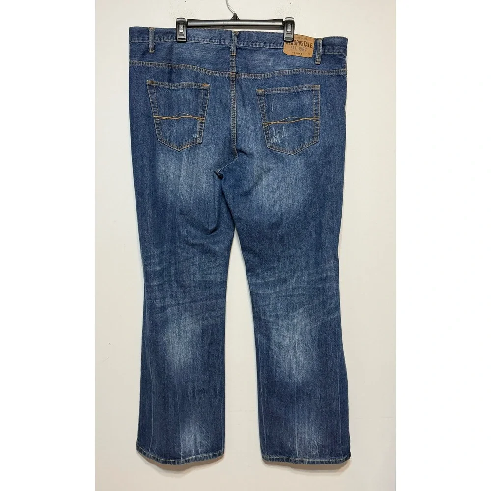 Vtg Aeropostale Y2K Distressed Bootcut Jeans Mens 42x32 Retro Grunge‎ Streetwear
